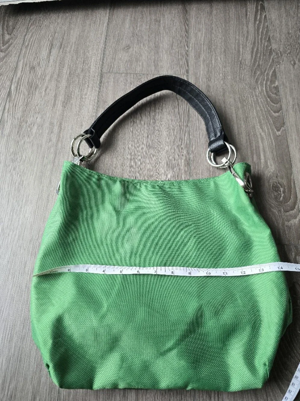 Braciano Green Nylon Hobo Shoulder Bag Y2K Silver O-Ring Zebra Print Lining